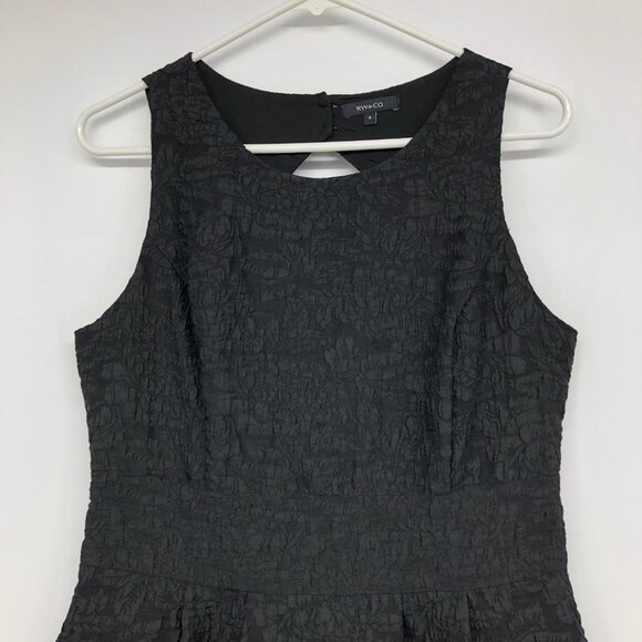 RW&Co Black Jacquard textured sleeveless fit and flare open back dress size 8 - Picture 3 of 15